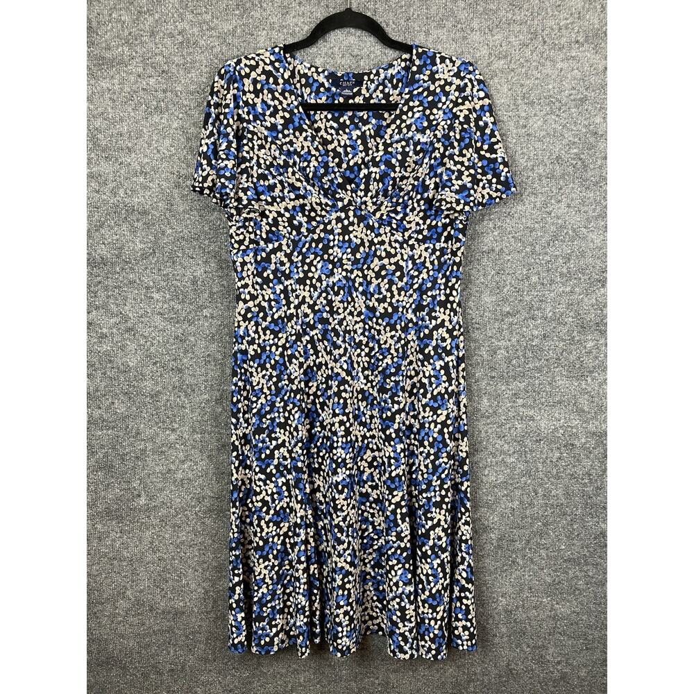 Chaps floral Blue Short Sleeve Flutter Bodycon Dress Large Retail 90.00‎
